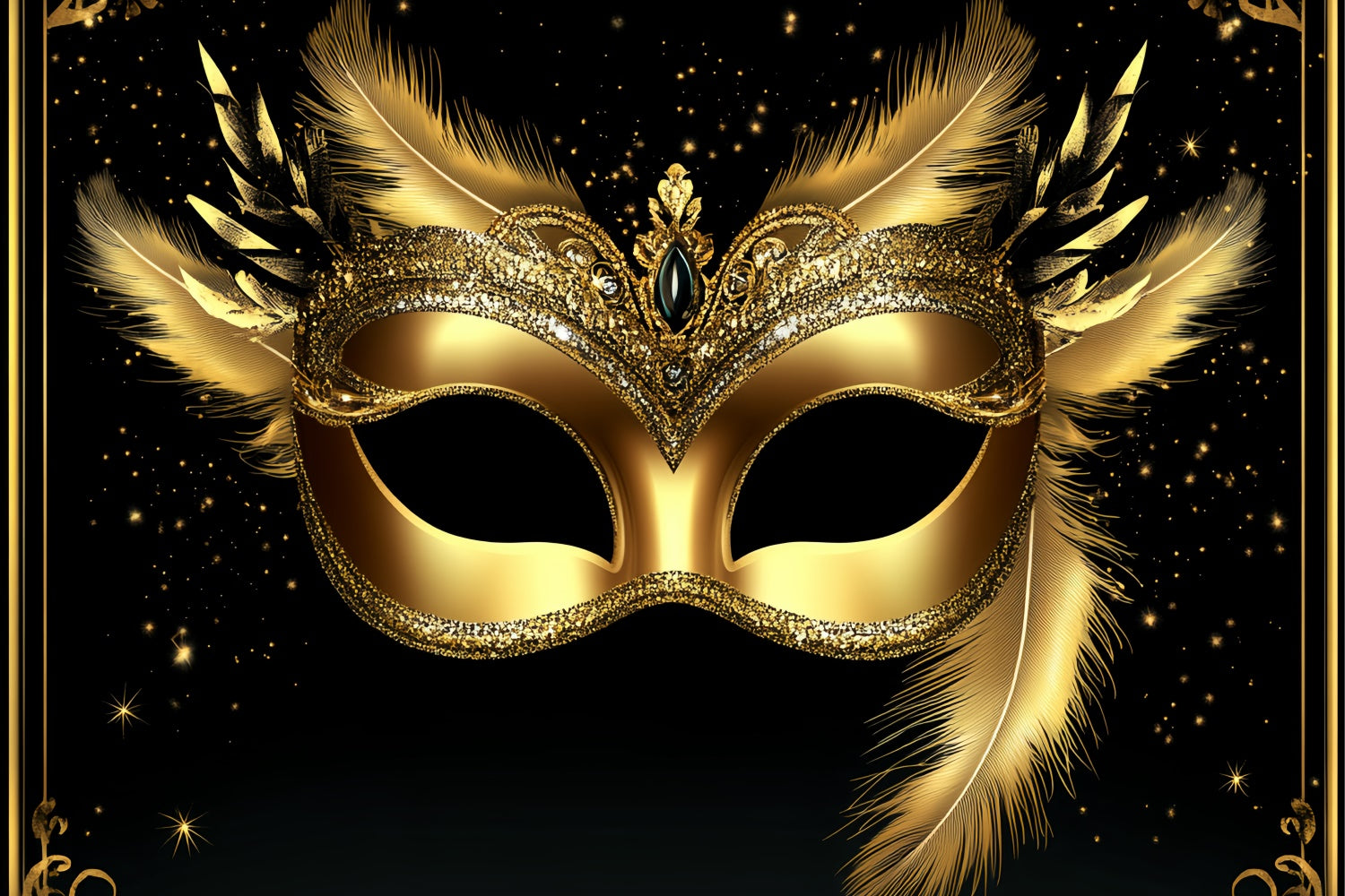 Masquerade Backdrops Royal Gold Mask Celebration Backdrop CSH5-231