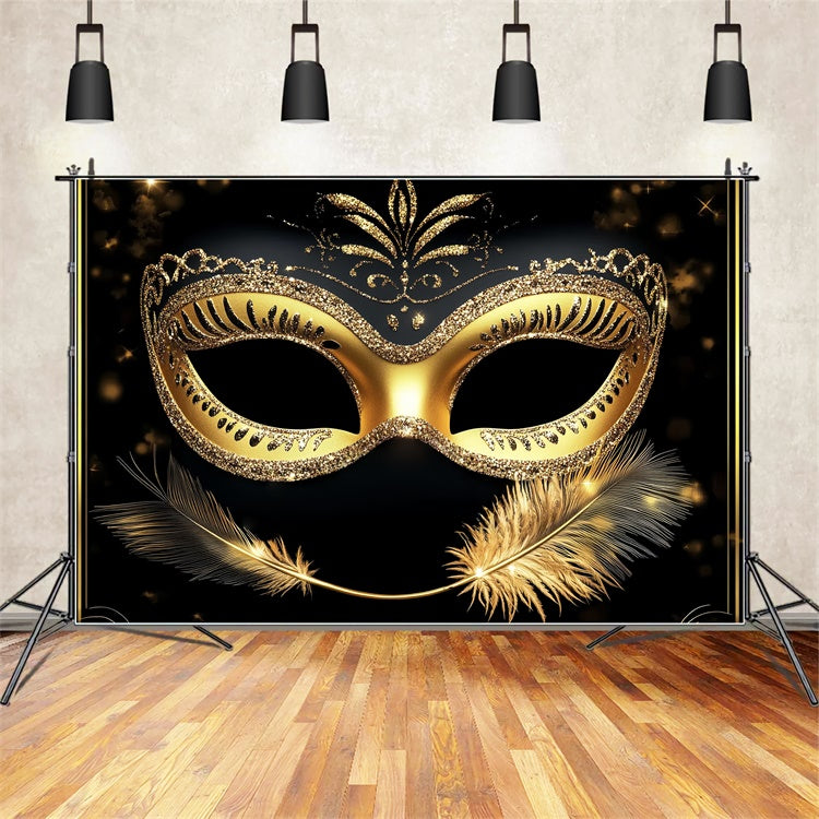 Masquerade Backdrop Sparkling Glamour Feather Mask Backdrop CSH5-232