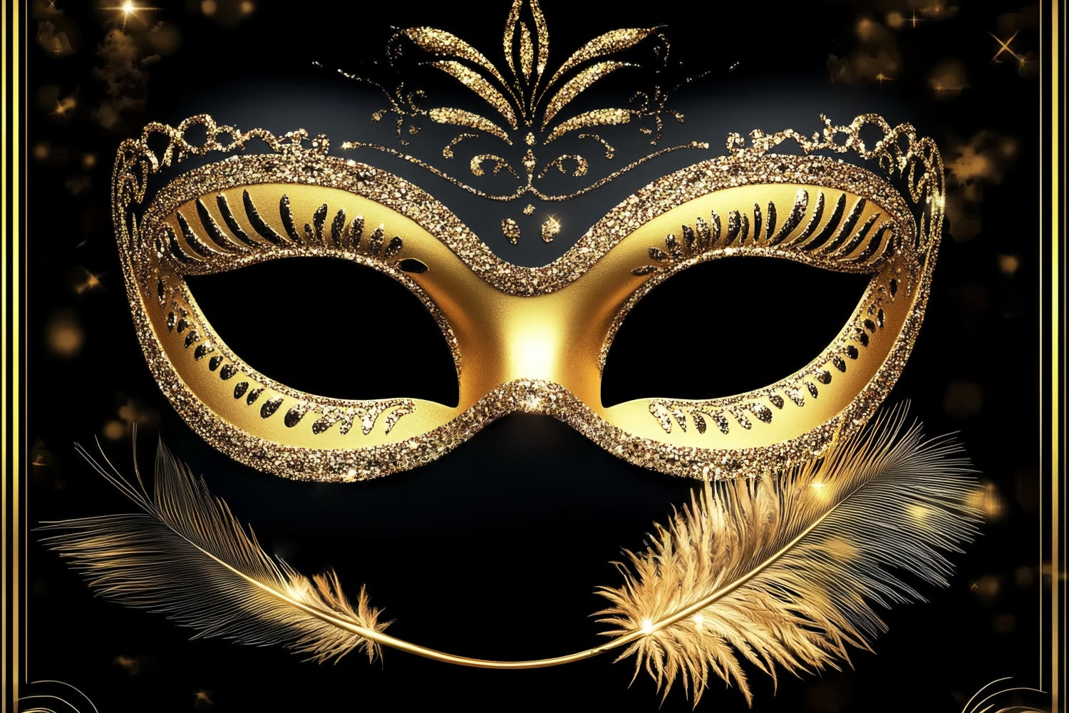 Masquerade Backdrop Sparkling Glamour Feather Mask Backdrop CSH5-232