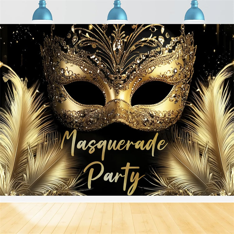 Masquerade Party Ideas Glitter Feather Gem Mask Backdrop CSH5-233