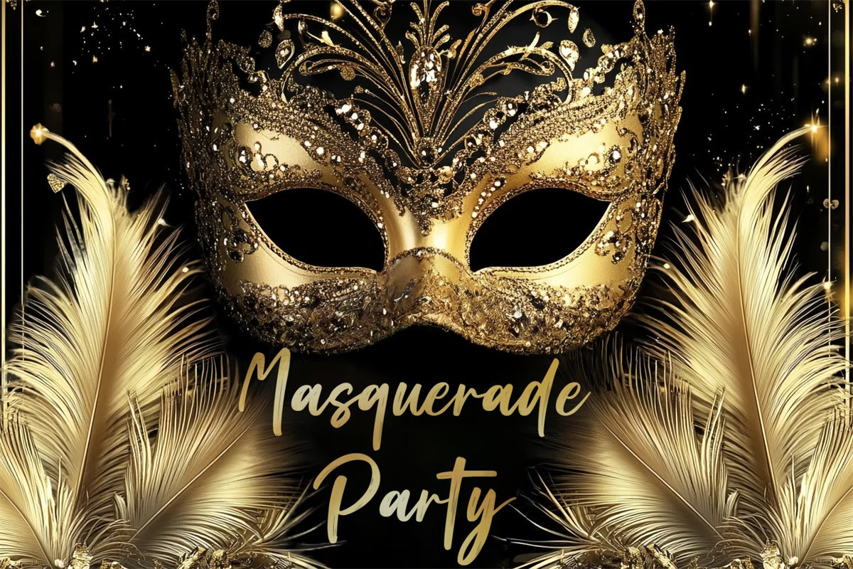 Masquerade Party Ideas Glitter Feather Gem Mask Backdrop CSH5-233