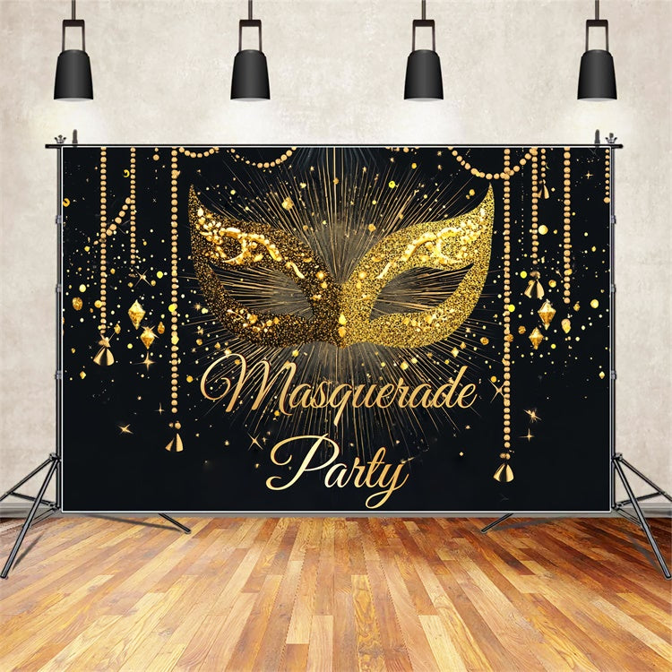 Masquerade Party Ideas Luxe Mask Beaded Strings Backdrop CSH5-235