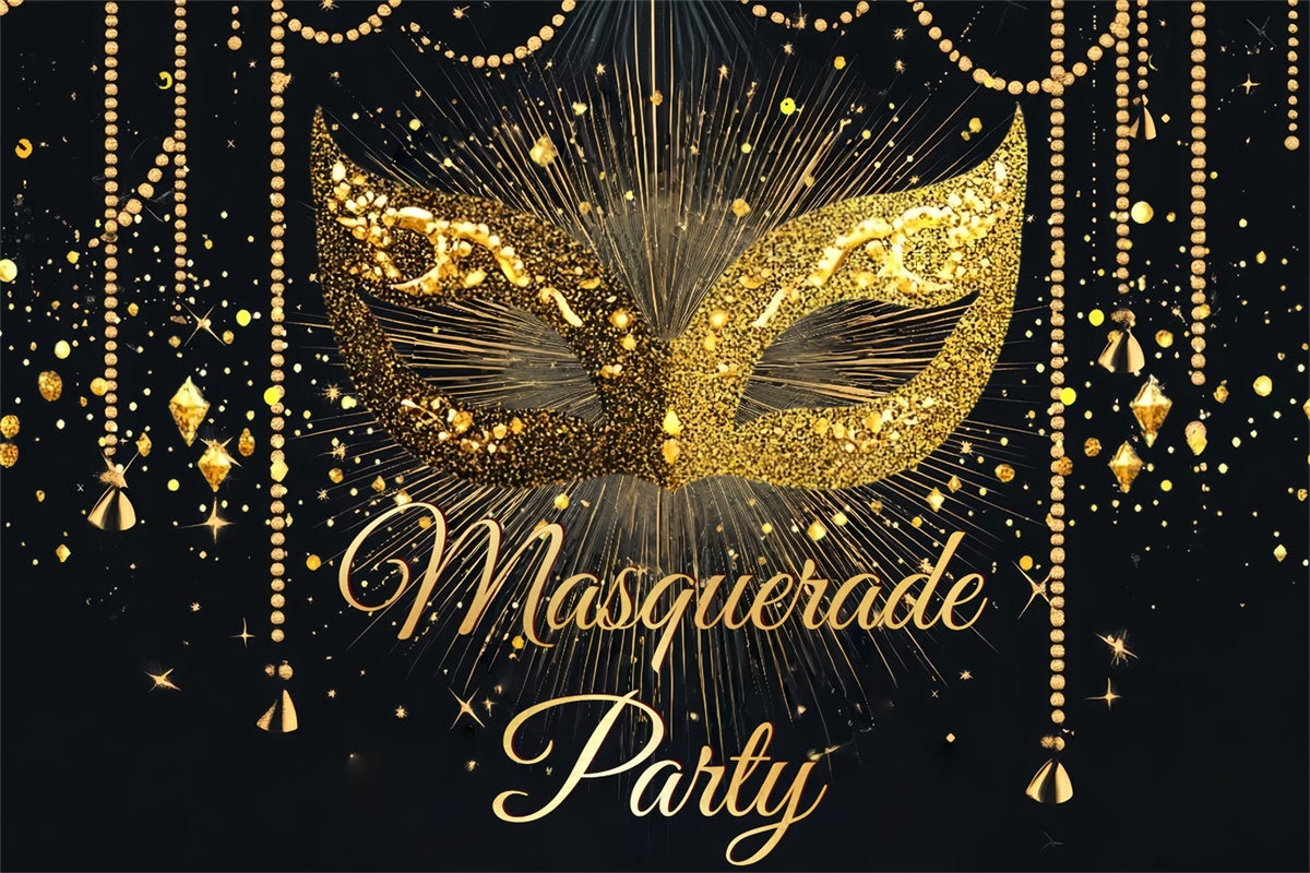 Masquerade Party Ideas Luxe Mask Beaded Strings Backdrop CSH5-235