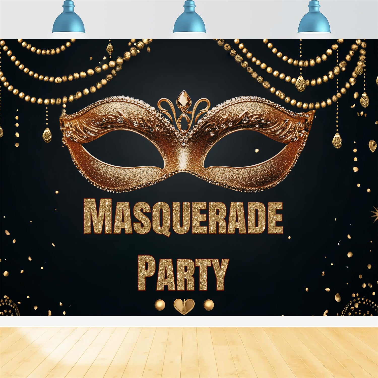 Masquerade Party Backdrop Shiny Mask Bead Curtain Backdrop CSH5-236