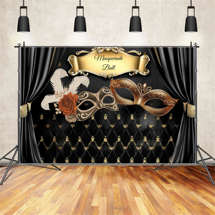 Masquerade Ball Backdrop Vintage Theater Curtain Mask Backdrop CSH5-238