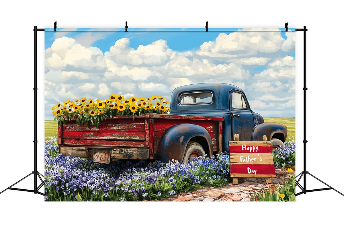 Father's Day Backdrop Vintage Truck Flower Backdrop CSH5-24