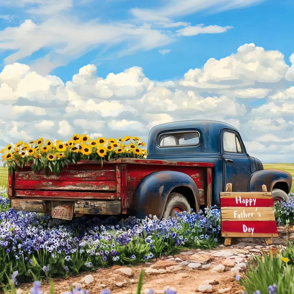Father's Day Backdrop Vintage Truck Flower Backdrop CSH5-24