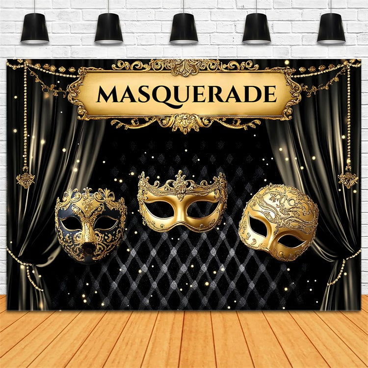 Masquerade Backdrops Black Curtain Elegant Mask Backdrop CSH5-240