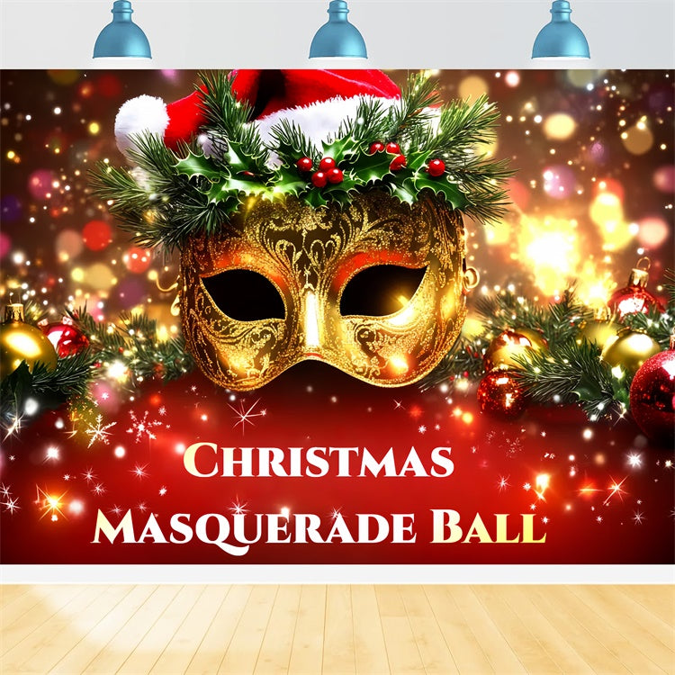Masquerade Ball Backdrop Shiny Mask Christmas Theme Backdrop CSH5-245