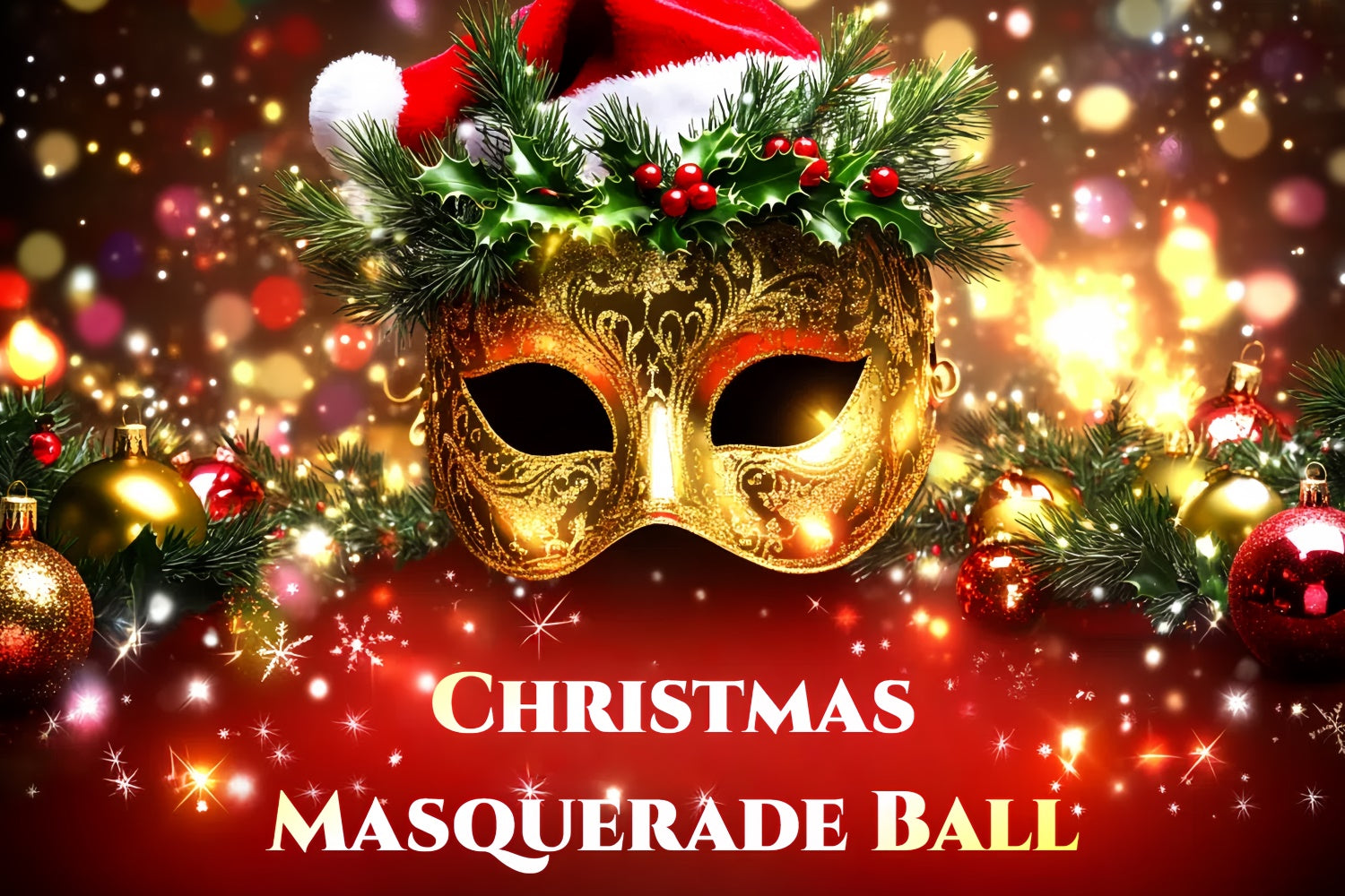 Masquerade Ball Backdrop Shiny Mask Christmas Theme Backdrop CSH5-245