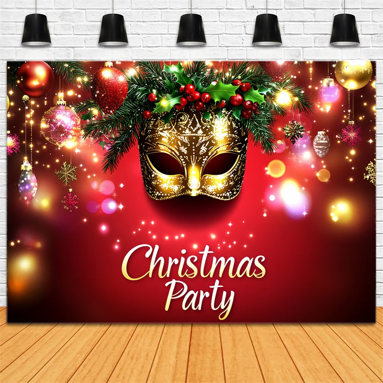 Masquerade Backdrops Christmas Radiant Golden Mask Backdrop CSH5-246