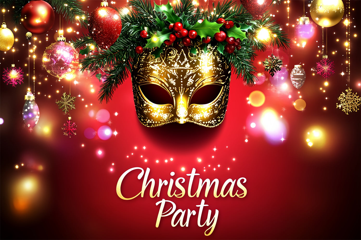 Masquerade Backdrops Christmas Radiant Golden Mask Backdrop CSH5-246