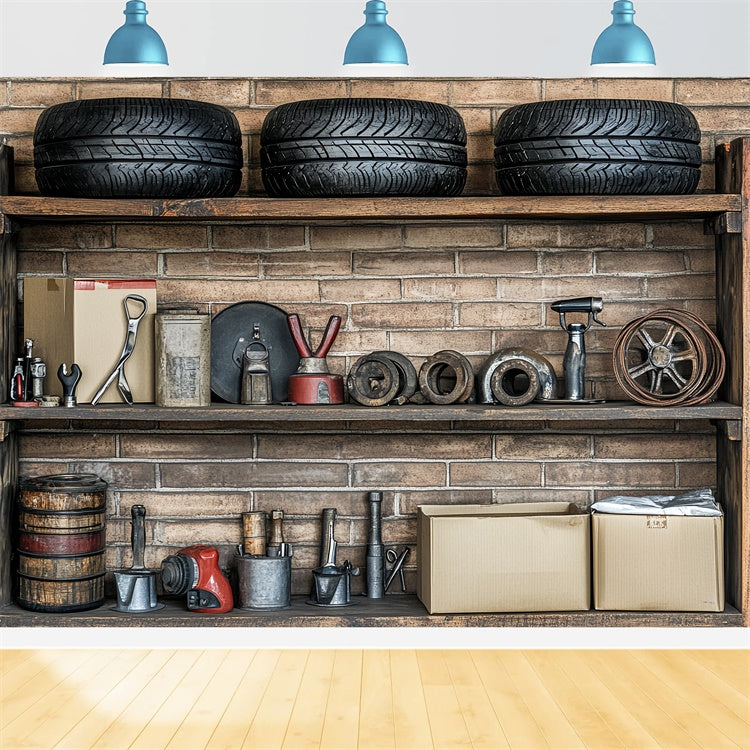 Happy Fathers Day Backdrop Garage Tools Tires Backdrop CSH5-25