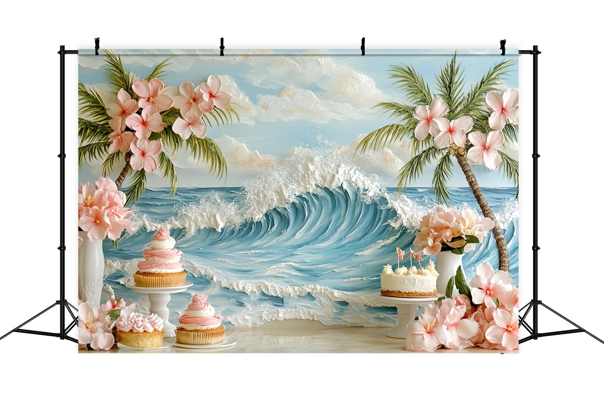 Newborn Photoshoot Backdrop Palm Blossom Party Backdrop CSH5-259