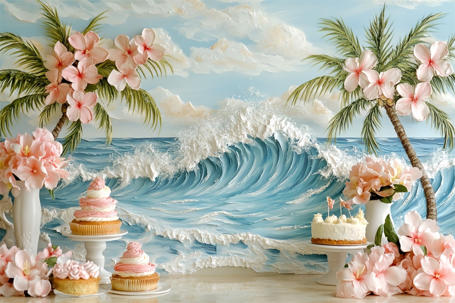 Newborn Photoshoot Backdrop Palm Blossom Party Backdrop CSH5-259