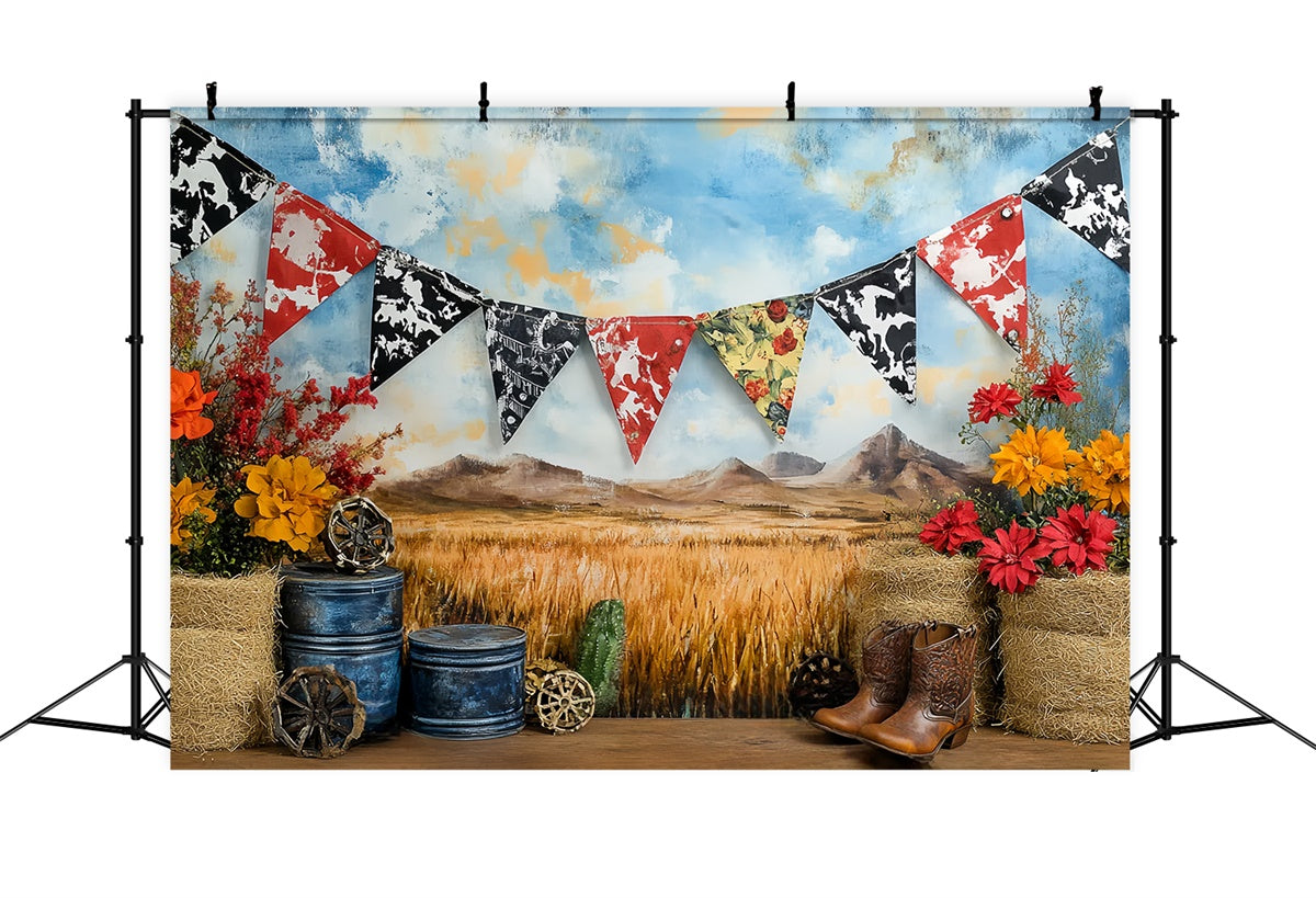 Western Cowboy Backdrop Rustic Baby Rodeo Kids Backdrop CSH5-263