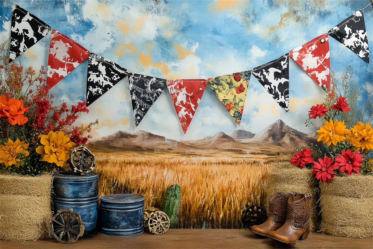 Western Cowboy Backdrop Rustic Baby Rodeo Kids Backdrop CSH5-263