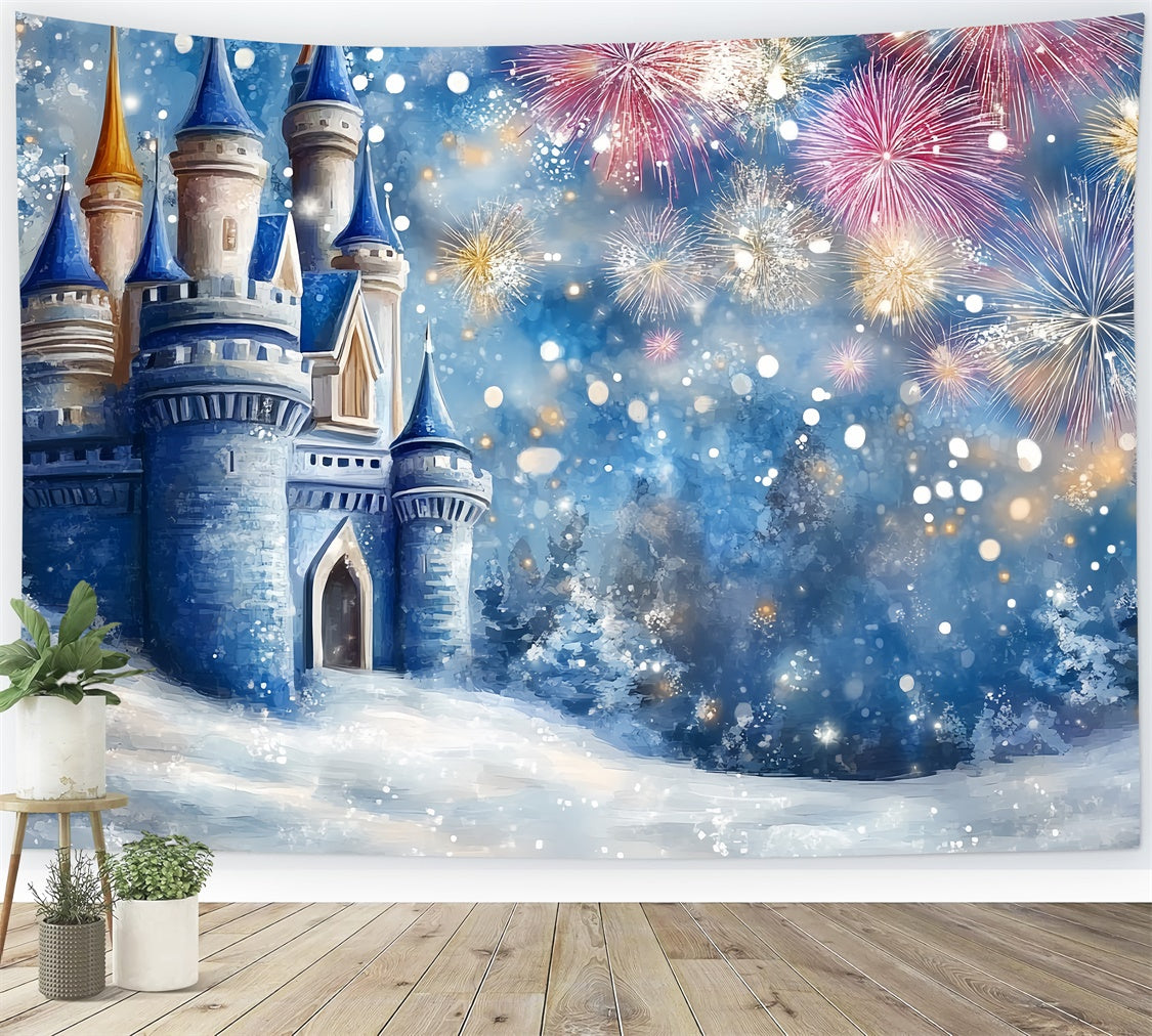 Winter Castle Backdrop Fireworks Frost Castle Kids Backdrop CSH5-267