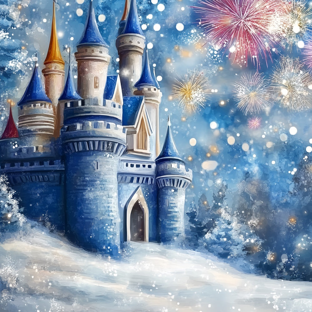 Winter Castle Backdrop Fireworks Frost Castle Kids Backdrop CSH5-267