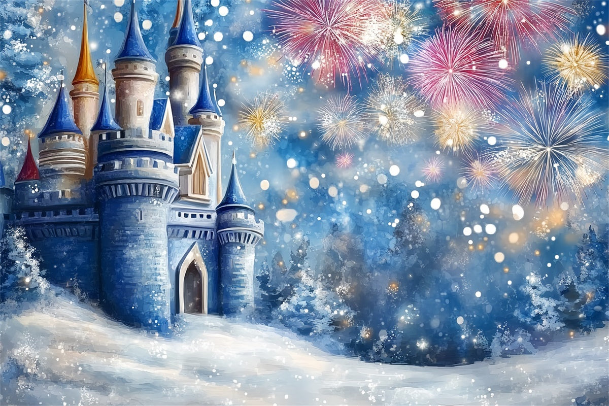 Winter Castle Backdrop Fireworks Frost Castle Kids Backdrop CSH5-267