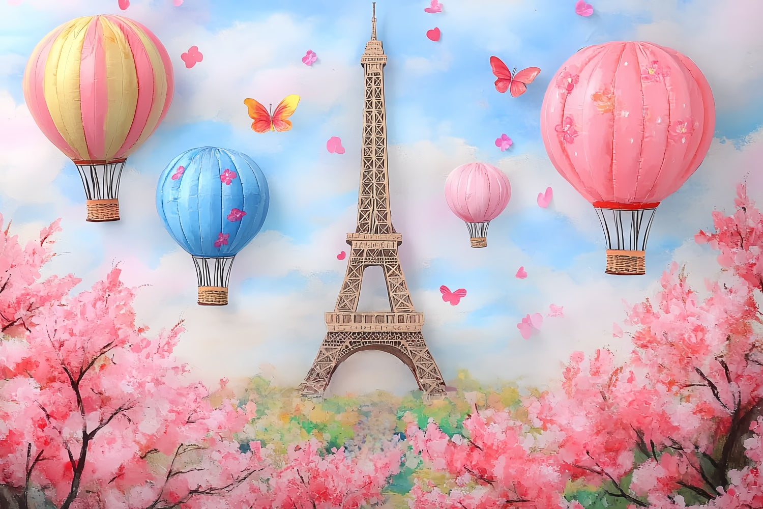 Simple Rides With Colour Backdrop Newborn Photoshoot Backdrop Balloon Ride Paris Backdrop CSH5-268