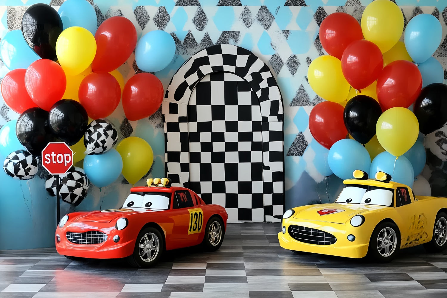 Photography Backdrops For Kids Mini Race Car Backdrop CSH5-272