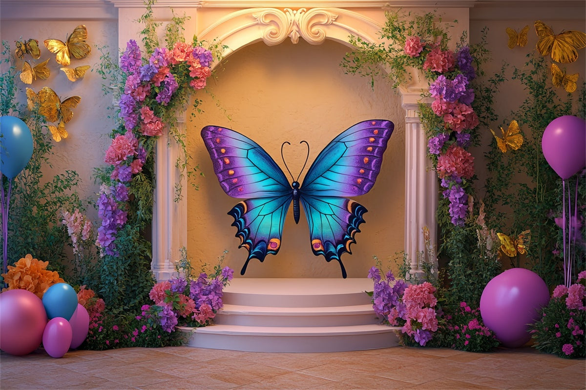 Butterfly Backdrops Butterfly Bloom Ballroom Kids Backdrop CSH5-275