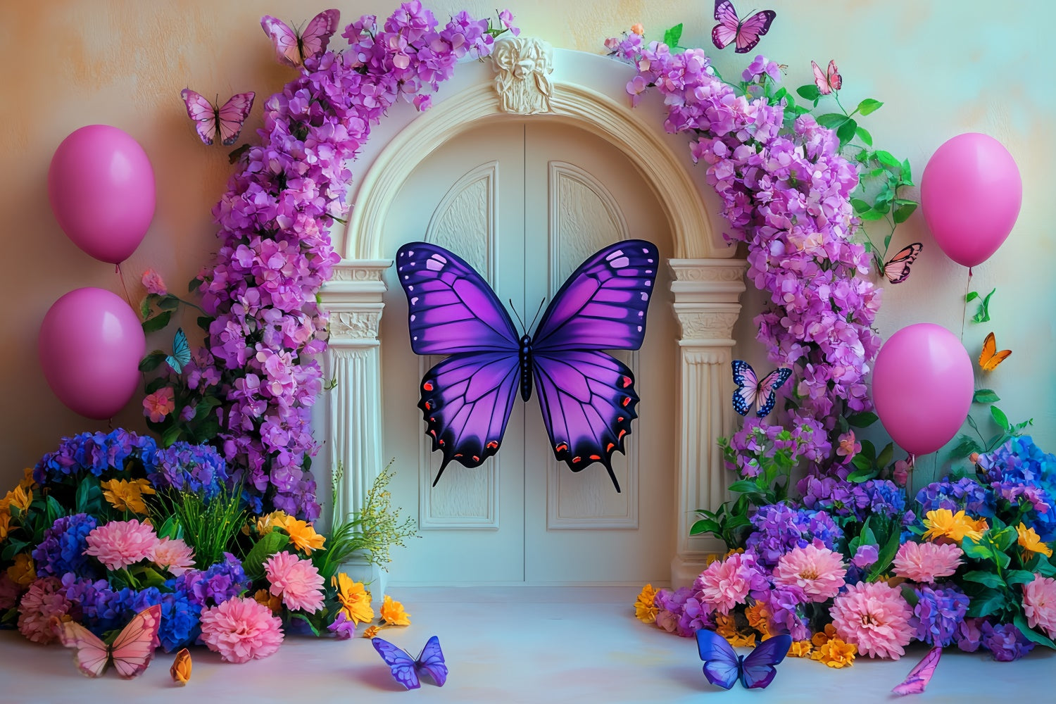 Butterfly Photo Backdrop Butterfly Garden Gate Kids Backdrops CSH5-276