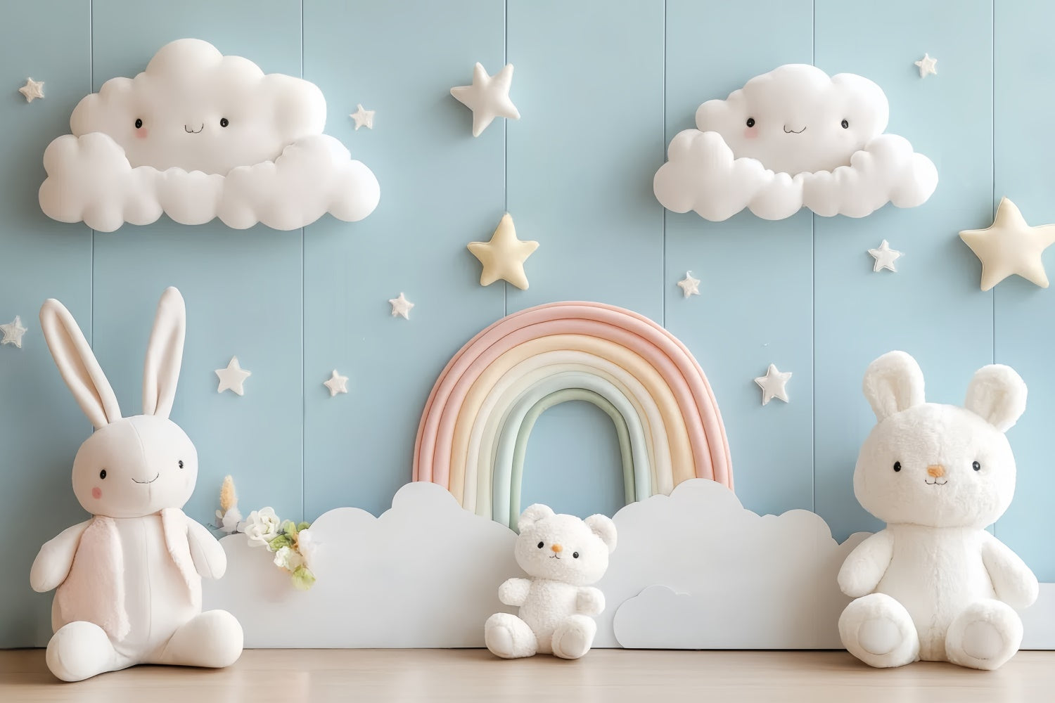 Newborn Photography Backdrops Bunny Rainbow Cloud Backdrop CSH5-278