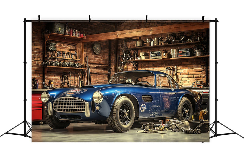 Photo Backdrops Auto Frame Fathers Day Photo Backdrop Race Car Garage Backdrop CSH5-28