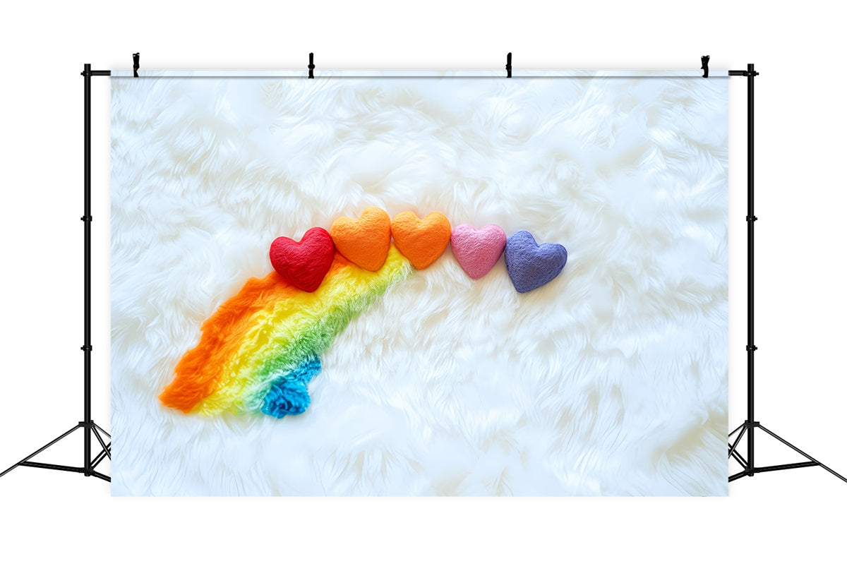 Newborn Photography Backdrop Rainbow Heart Fluffy Backdrop CSH5-283