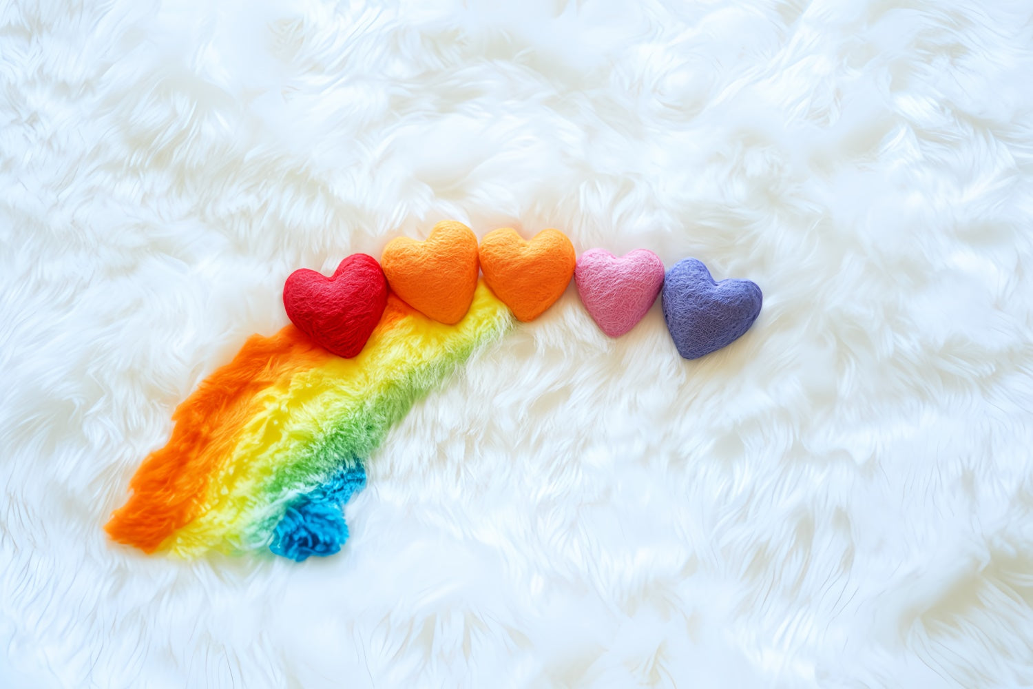 Newborn Photography Backdrop Rainbow Heart Fluffy Backdrop CSH5-283
