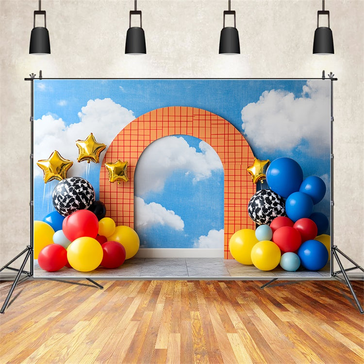 Kids Photo Backdrop Blue Sky Balloon Dream Backdrop CSH5-284