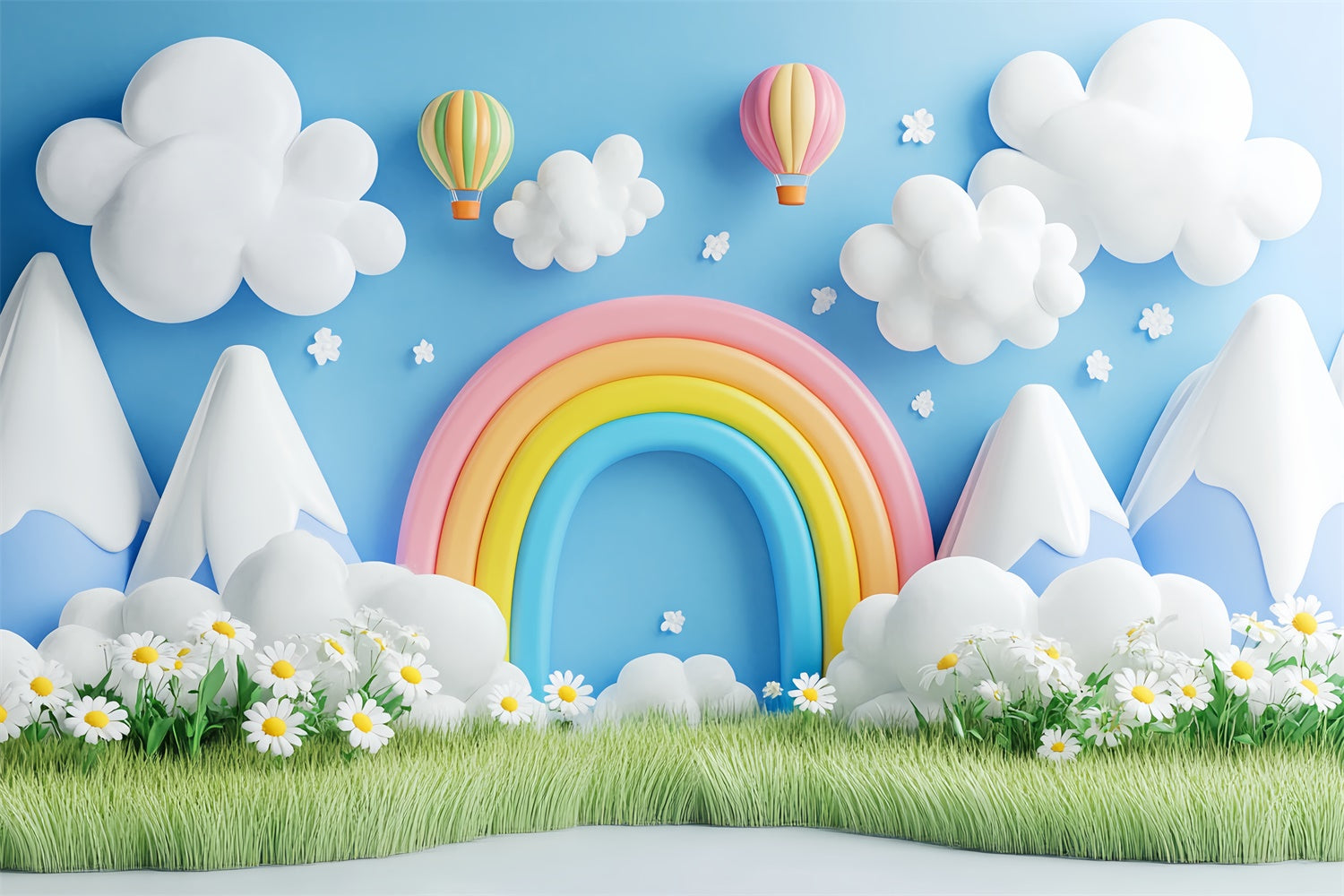 Backdrop Comel Newborn Photo Backdrop Balloon Meadow Cloud Backdrop CSH5-286