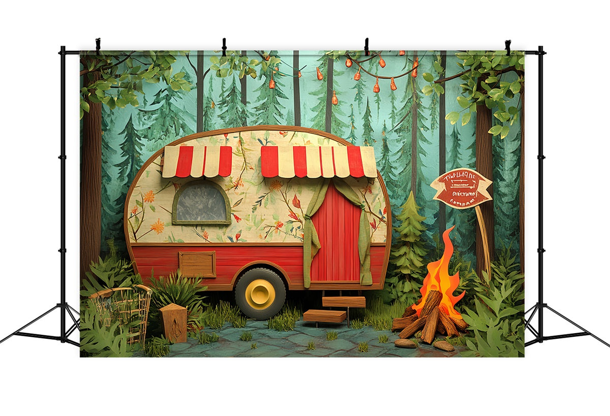 Children Backdrops Woodland Camper Nights Backdrop CSH5-287