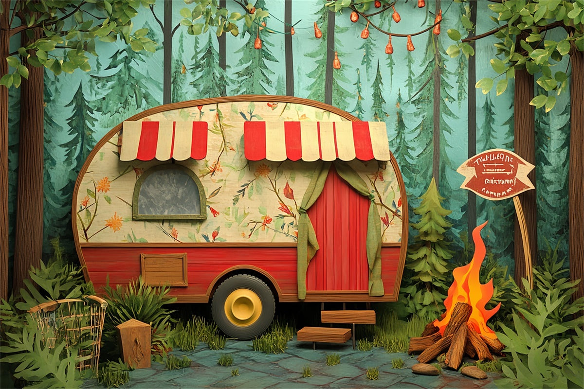 Children Backdrops Woodland Camper Nights Backdrop CSH5-287