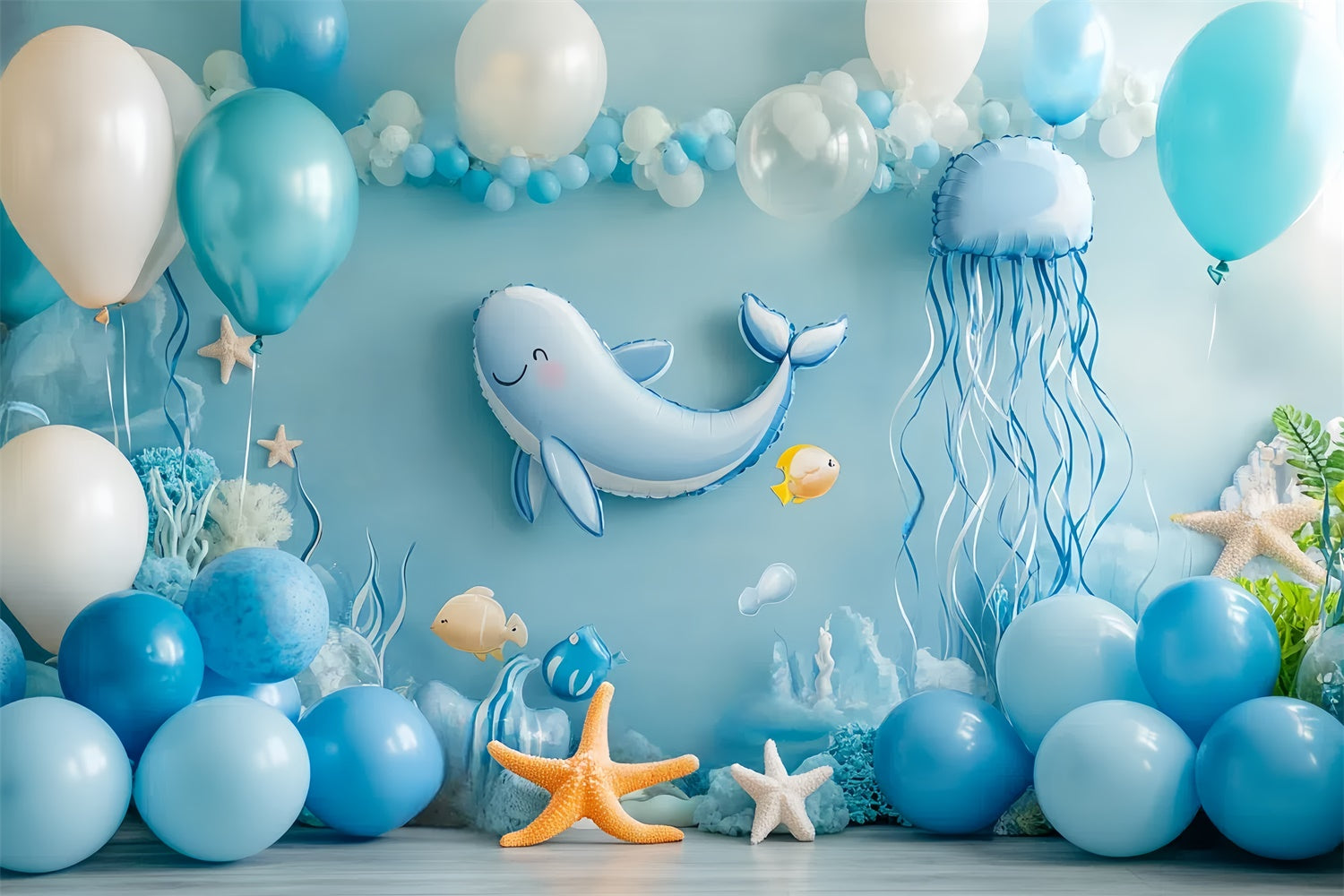 Newborn Backdrops Balloon Blue Sea World Backdrop CSH5-292
