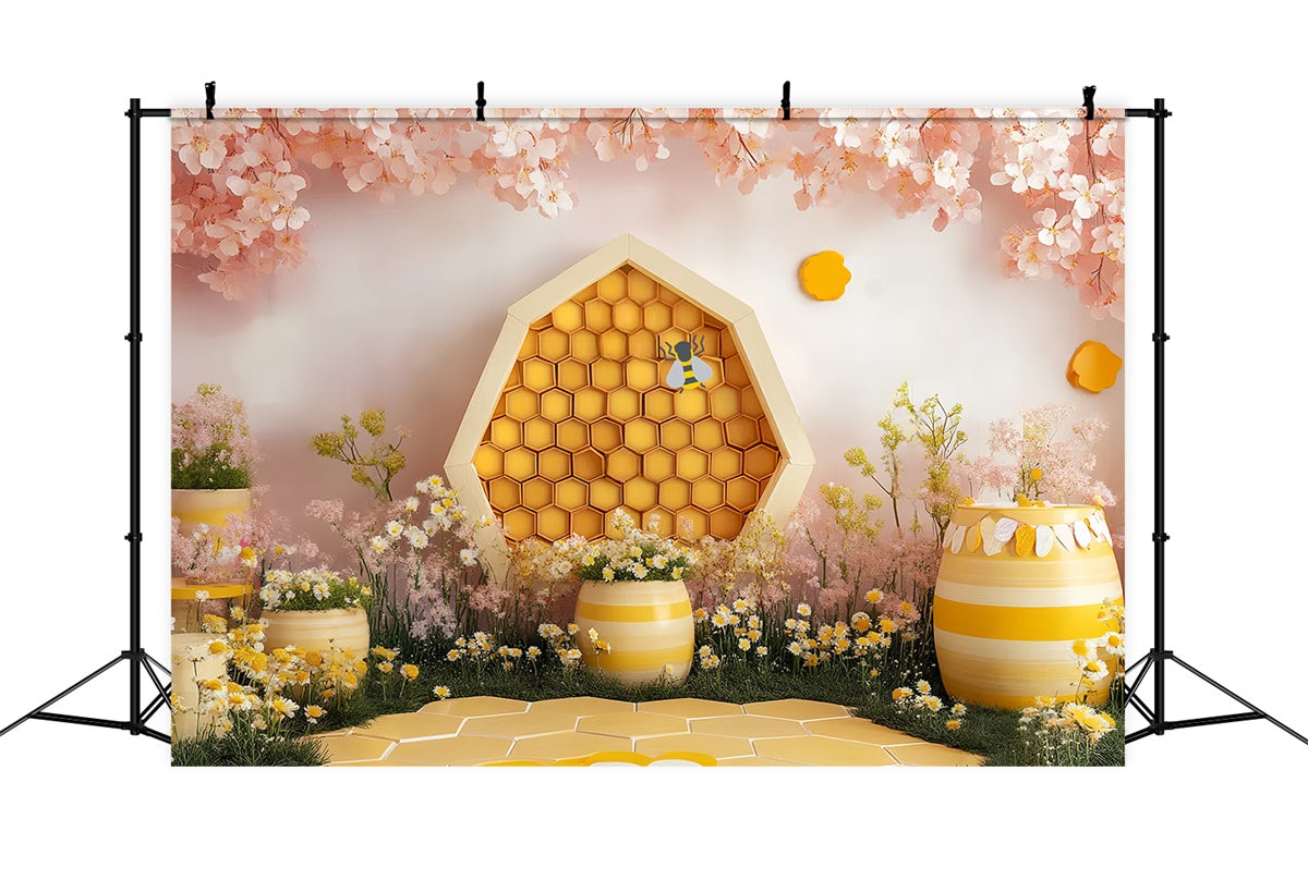 Kids Backdrop Honeybee Daisy Blossom Garden Backdrop CSH5-295