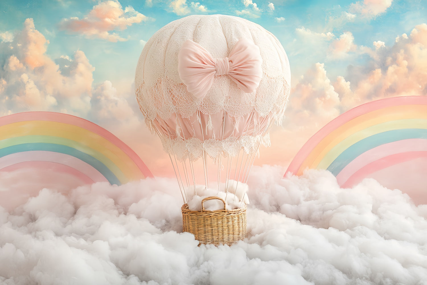 Kids Backdrops Rainbow Cloud Balloon Journey Backdrop CSH5-298