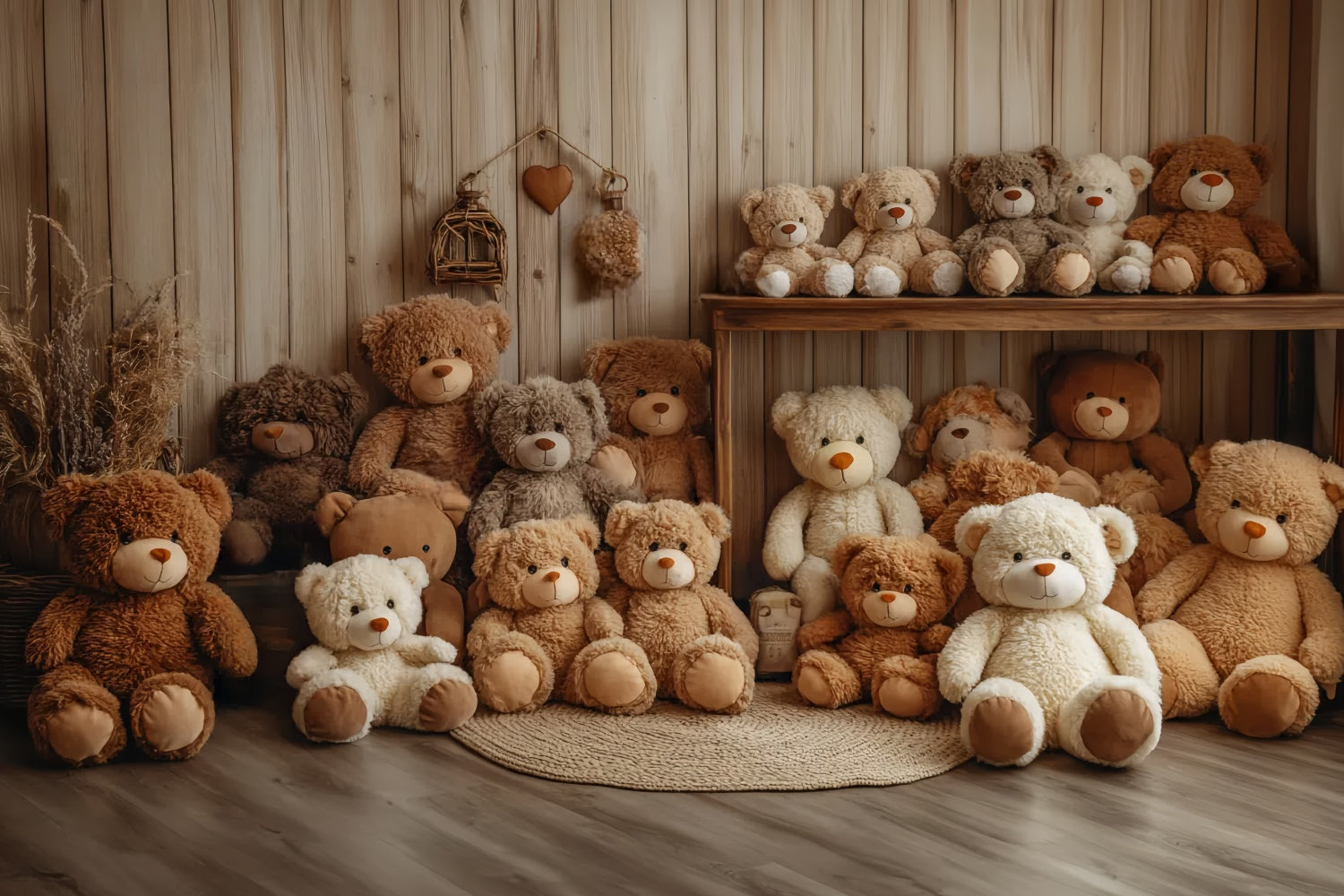 Kids Photo Backdrop Cute Teddy Bear Wood Backdrop CSH5-300