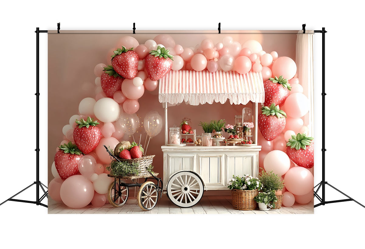 Strawberry Backdrop Candy Cart Balloon Kids Backdrop CSH5-302