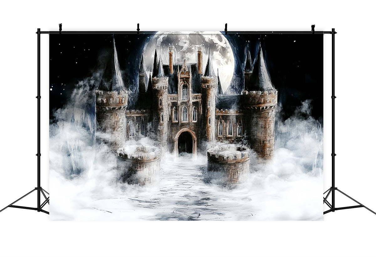 Castle Backdrops Moonlit Mist Castle Kids Backdrop CSH5-309