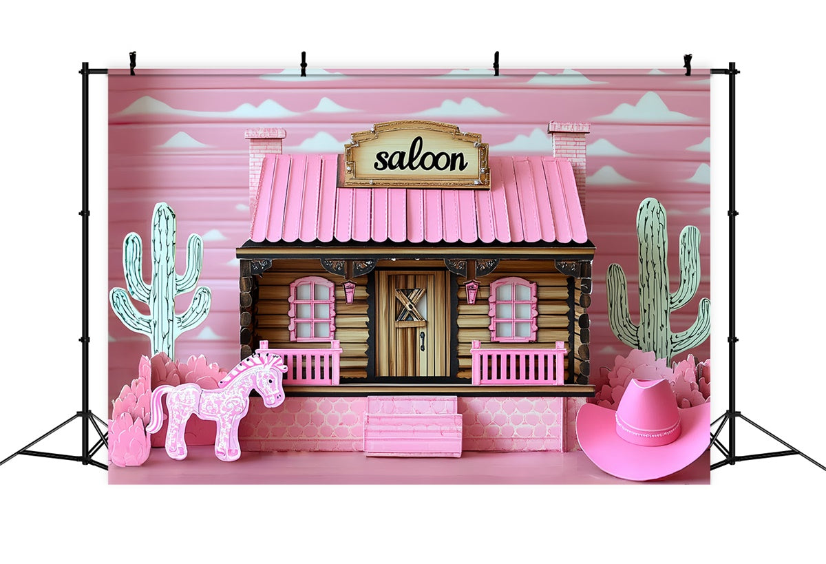 Cowgirl Backdrop Ideas Pink Rodeo Saloon Kids Backdrop CSH5-314