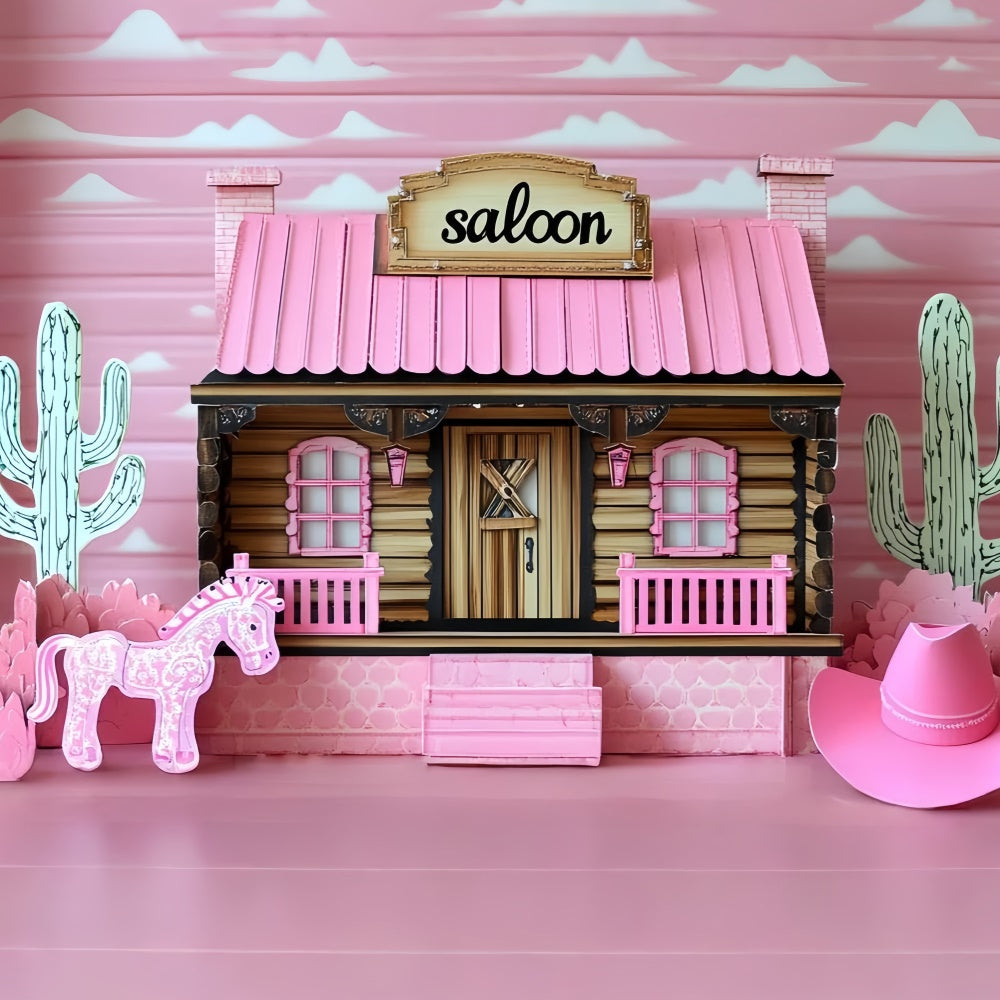 Cowgirl Backdrop Ideas Pink Rodeo Saloon Kids Backdrop CSH5-314
