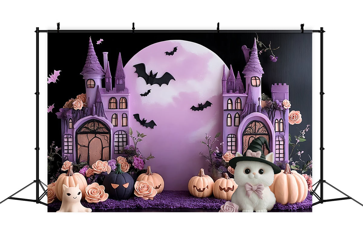 Halloween Backdrop Ideas Bats Blooms Castle Children Backdrop CSH5-316