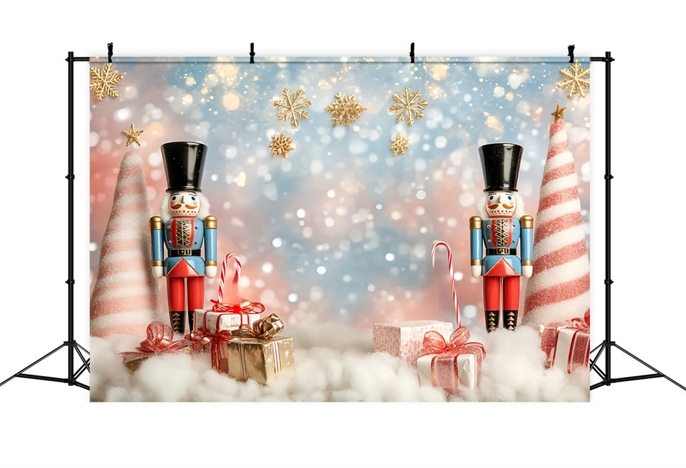 Customized Name Candy Nutcracker Christmas Backdrop