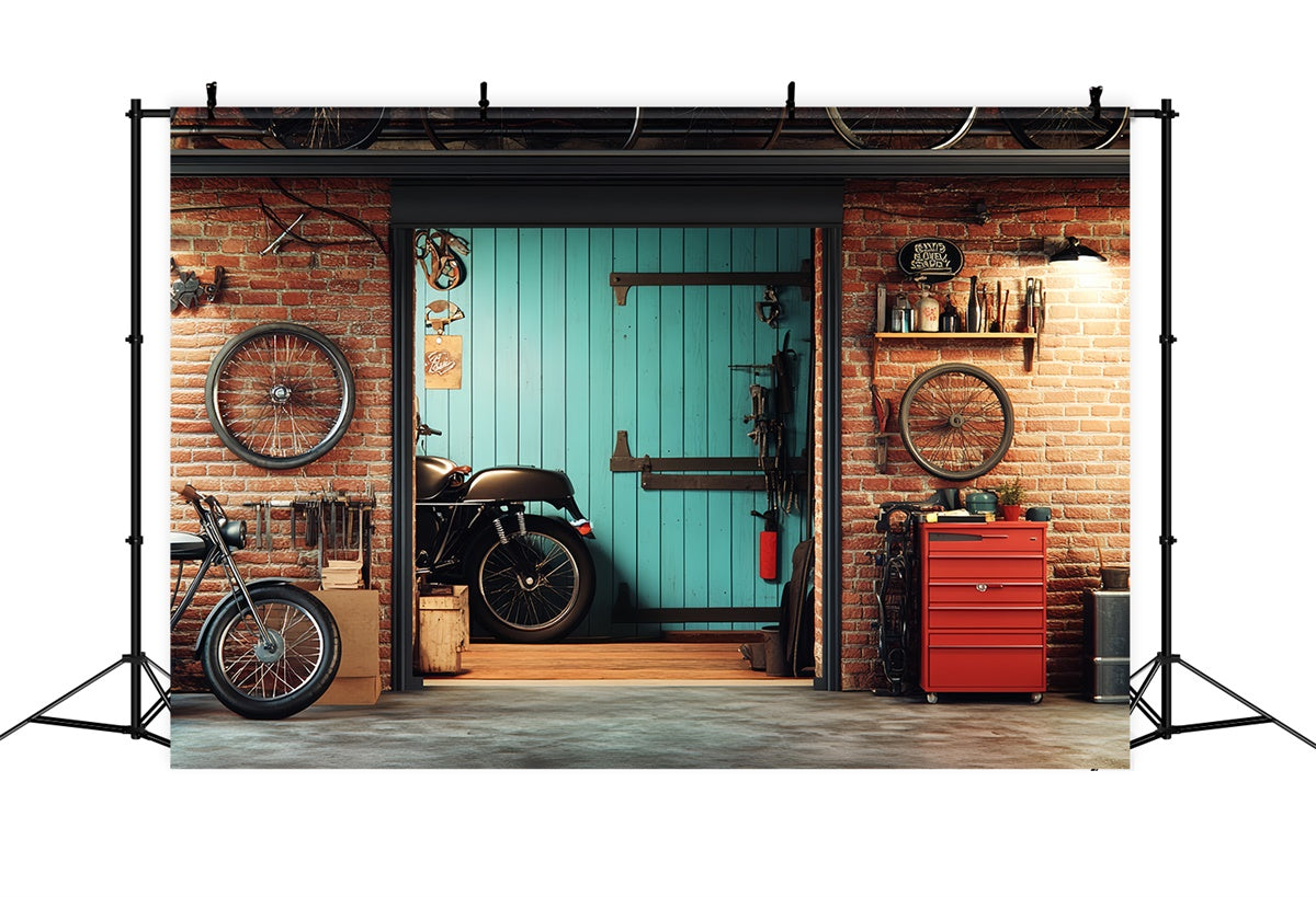 Father's Day Backdrop Motorcycle Repair Shop Backdrop CSH5-36