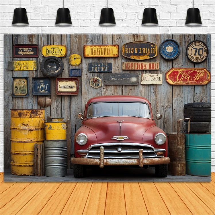 Backdrop Fathers Day Weathered Wood Garage Backdrop CSH5-43