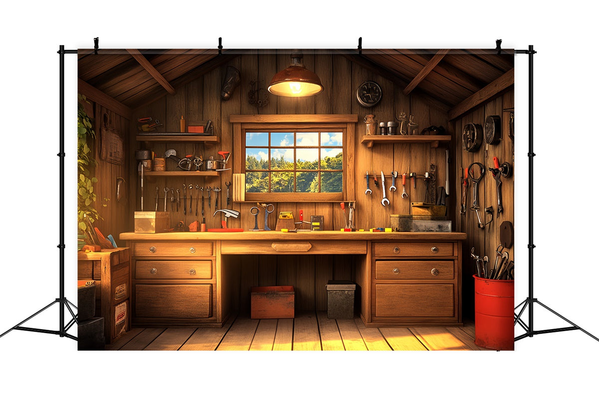 Backdrop Fathers Day Vintage Wood Toolhouse Backdrop CSH5-48
