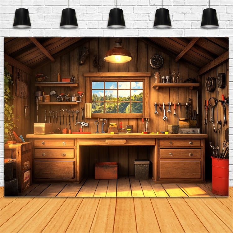 Backdrop Fathers Day Vintage Wood Toolhouse Backdrop CSH5-48